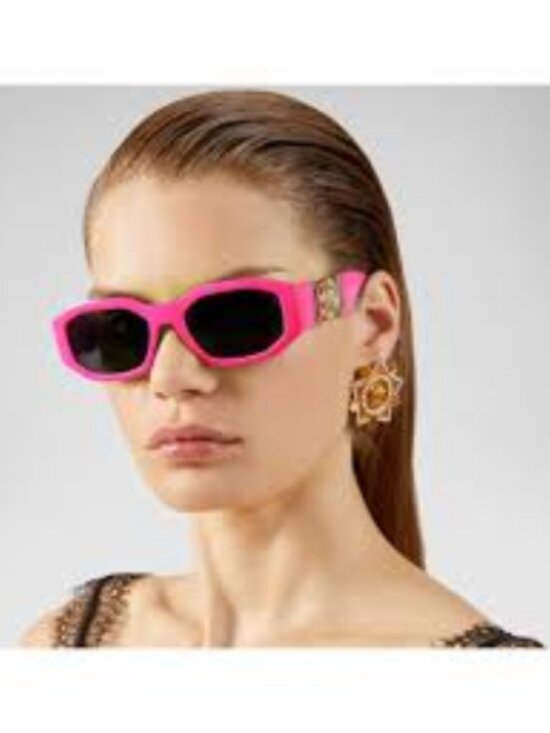 Versace Mod. 4361 5318/87 Neon Hot Pink Gold Medusa Frame Grey Lens Sunglasses